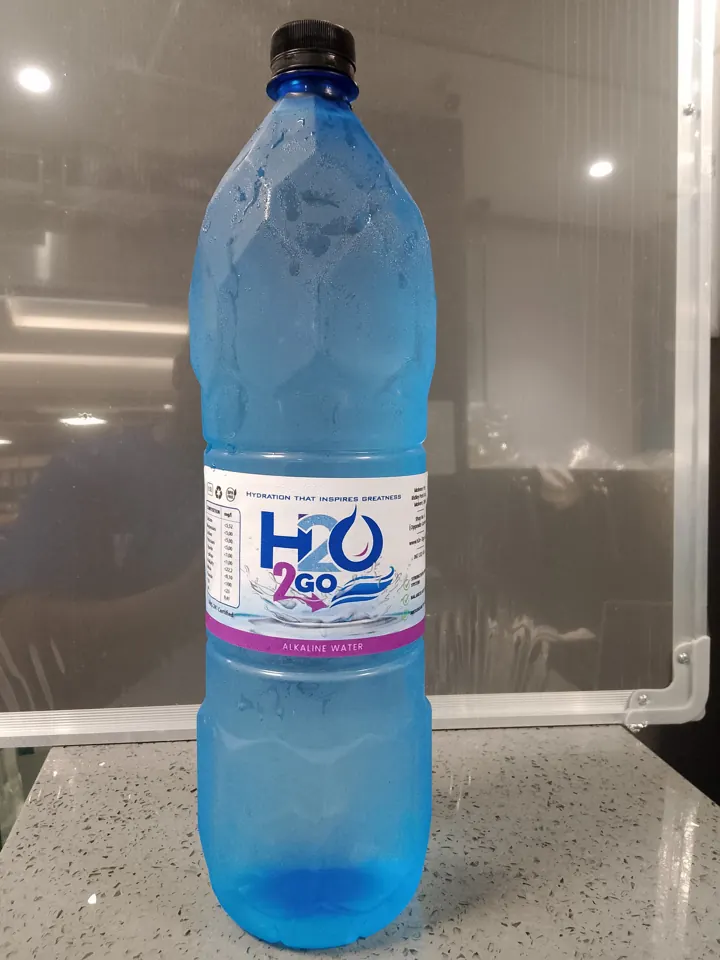 H2O 2Go labeled water bottle
